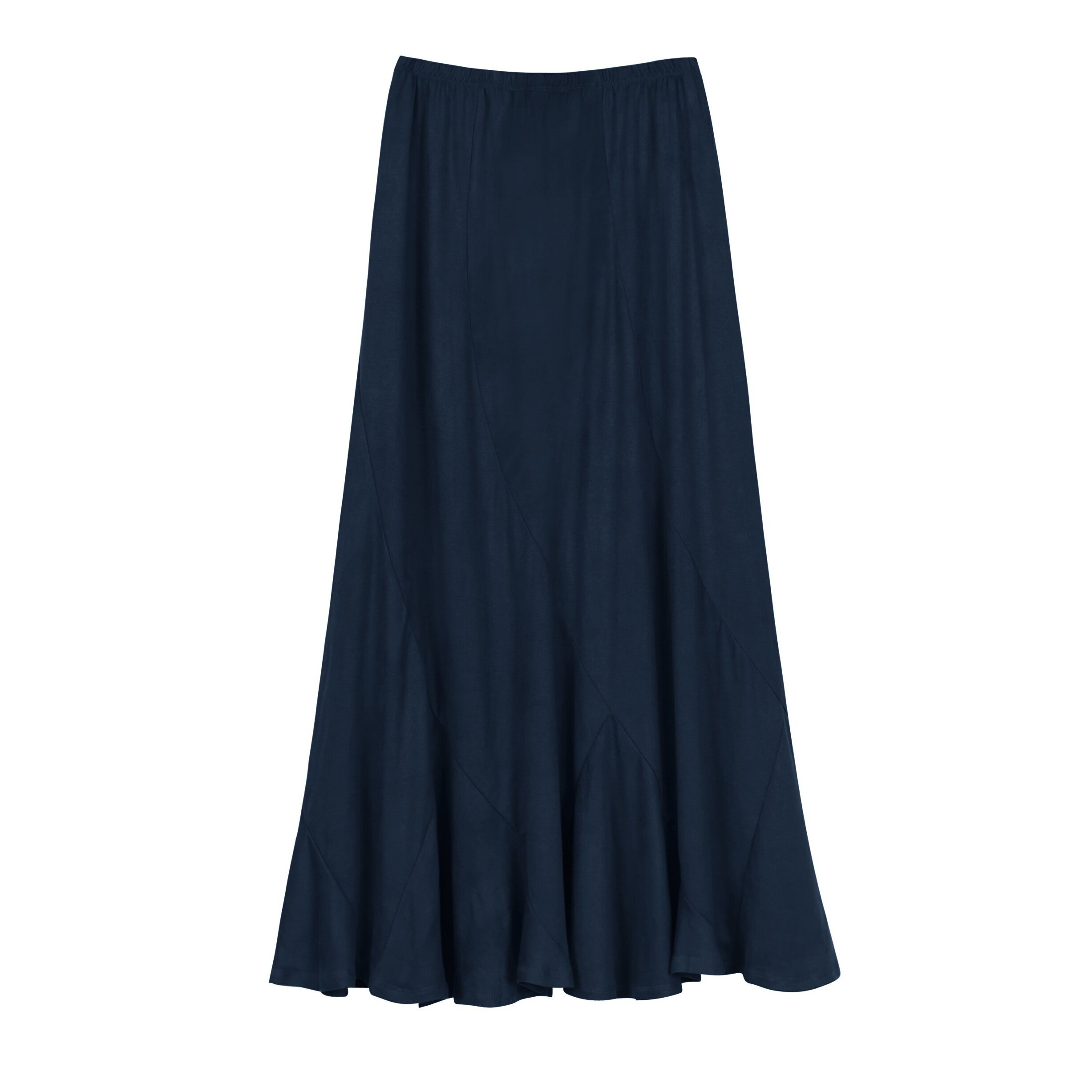 4708 Faux Suede Elastic Waist Midi Long Skirt A Line Flowy Fall Winter